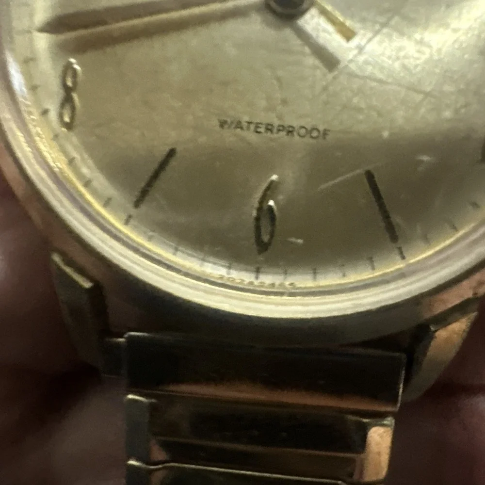 Works VTG 1965 Timex Marlin Waterproof Gold Men's watch Manual Wind 34mm 7.5